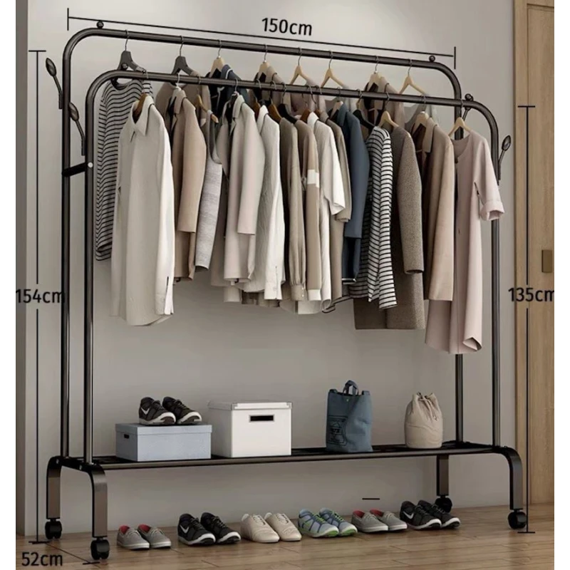 Передвижная вешалка AGA678YOL, металл, черная, 150x52x135/154 см Передвижная вешалка AGA678YOL, металл, черная, 150x52x135/154 см