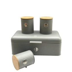 Хлебница с набором емкостей Sugar SHA-00004749, металл, серая, 4 предмета Хлебница с набором емкостей Sugar SHA-00004749, металл, серая, 4 предмета