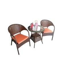 Bağ üçün mebel dəsti Zili Rattan Venesiya, 2 nəfərlik, masa ölçüsü 60x67 sm, qəhvəyi/narıncı