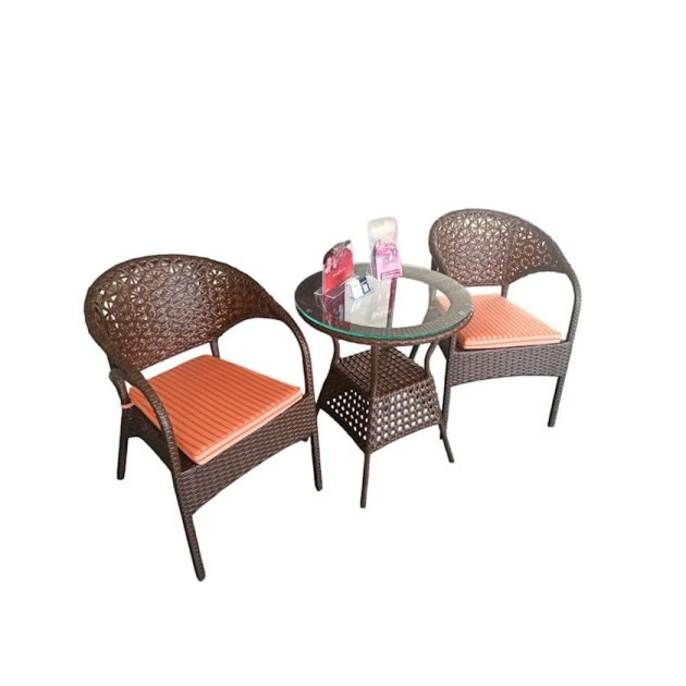 Bağ üçün mebel dəsti Zili Rattan Venesiya, 2 nəfərlik, masa ölçüsü 60x67 sm, qəhvəyi/narıncı