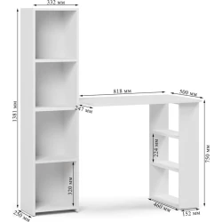 Письменный стол Ev Plus ev_13111209, ЛДСП, белый, 1140x1380x500 мм