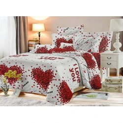 Комплект постельного белья Luxe Cotton 000497, пододеяльник 230х240 см, простыня 200х220 см, наволочка 50х70 см, двуспальный, сатин, белый/красный Комплект постельного белья Luxe Cotton 000497, пододеяльник 230х240 см, простыня 200х220 см, наволочка 50х70 см, двуспальный, сатин, белый/красный