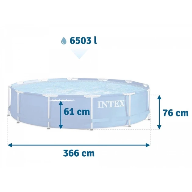 Бассейн каркасный Intex H28225588212NP, 366x76 см, 6503 л, синий