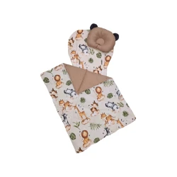 Набор для детской коляски Softcare матрас 78x33 см, одеяло 65x85 см, подушка, бежевый/животные