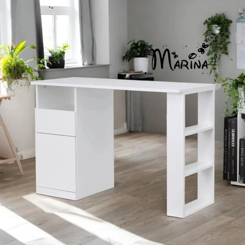 Компьютерный стол Marina 3563_M25stol1stvorka+White, ЛДСП, 75x50x110 см, белый