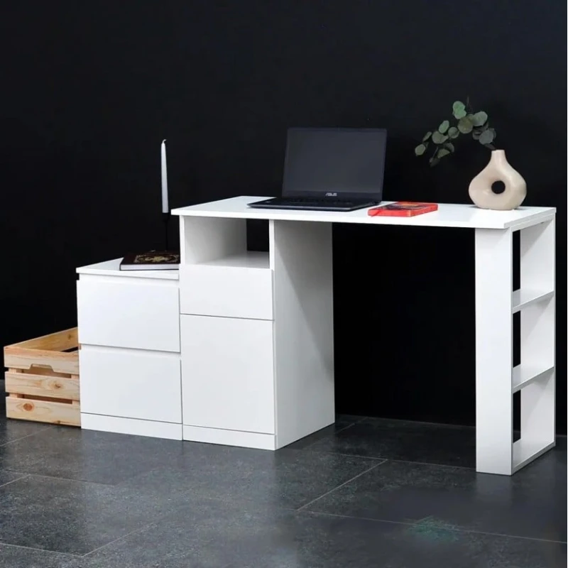 Компьютерный стол Marina 3563_M25stol1stvorka+White, ЛДСП, 75x50x110 см, белый