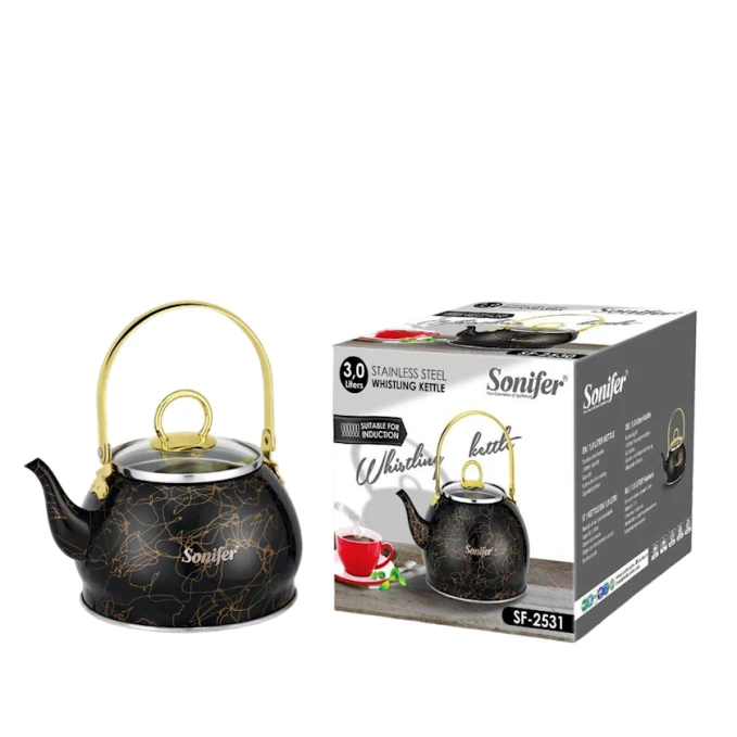 Чайник Sonifer SF-2531, нержавеющая сталь, черный, 3 л
