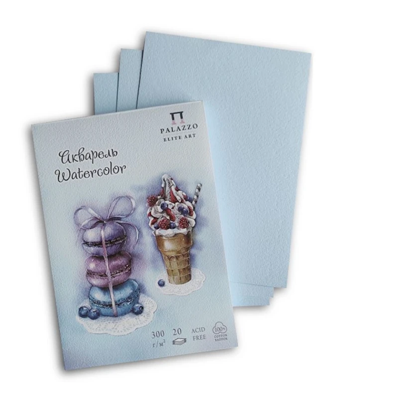 Планшет для акварели Лилия Холдинг Palazzo Кондитерская, А5, 300 г/м2, 20 листов, хлопок 100%, голубой Планшет для акварели Лилия Холдинг Palazzo Кондитерская, А5, 300 г/м2, 20 листов, хлопок 100%, голубой