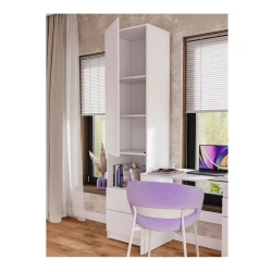 Шкаф-пенал, ЛДСП, белое тиснение, 210x49x50 см Шкаф-пенал, ЛДСП, белое тиснение, 210x49x50 см