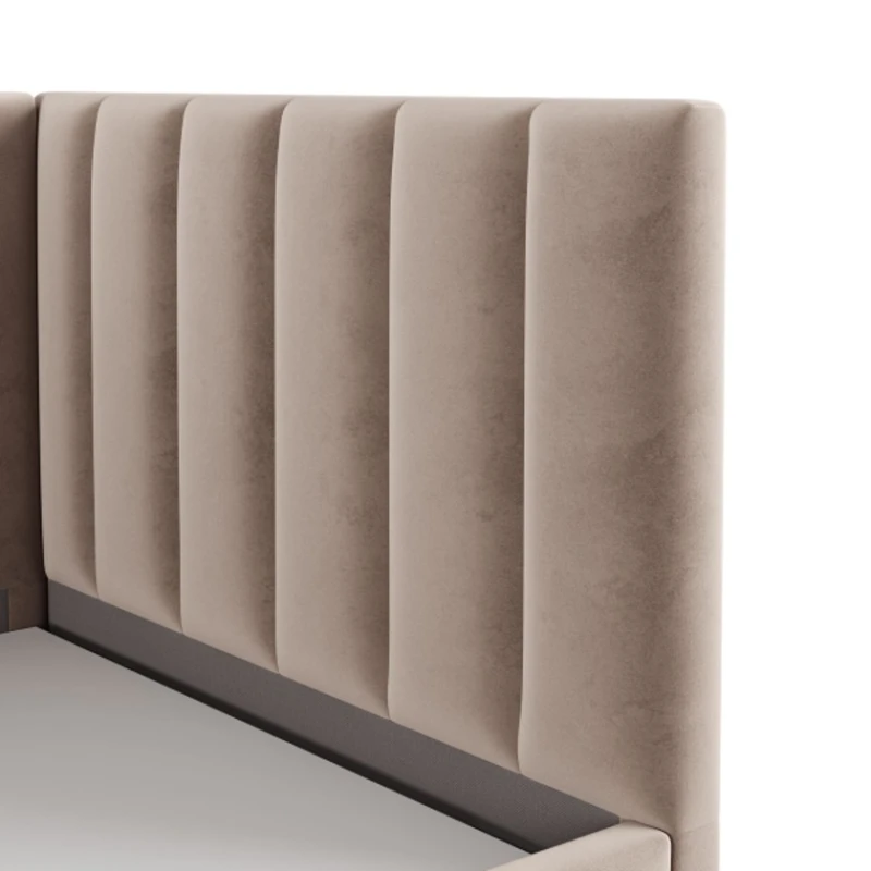 Односпальная кровать Art_tek_yataq(100) 54, ламинат/текстиль, бежевая, 200x85x100 см