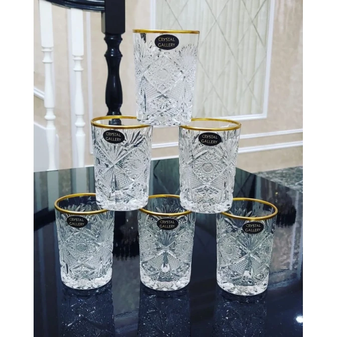 Набор стаканов Gallery Home GLR-078, прозрачный/золотистый, 6 предметов Набор стаканов Gallery Home GLR-078, прозрачный/золотистый, 6 предметов