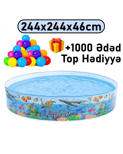 Şişmə hovuz Intex 2040TX58472T1000, dairəvi, rəngbərəng, 244x244x46 sm, həcm 2040 l - 2040TX58472T1000