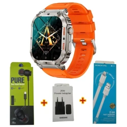 Ağıllı saat Smart Watch k57 Pro Silver Orange + Qulaqliq/USB kabel/Adapter hədiyyə