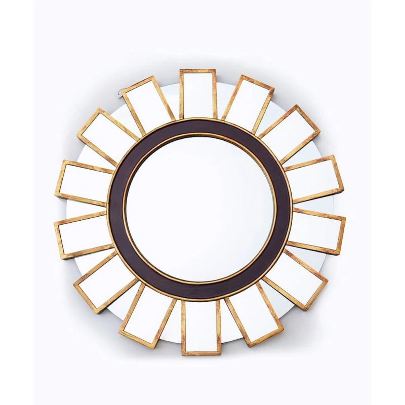 Настенное зеркало Hom-me Günəş 100729, стекло/дерево, 60 см, золотистый Настенное зеркало Hom-me Günəş 100729, стекло/дерево, 60 см, золотистый