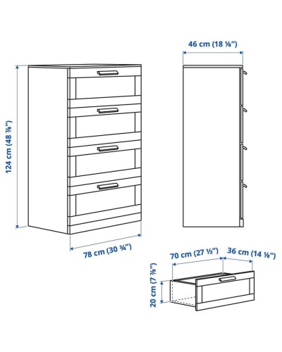 Komod IKEA Brimnes, qara, 78x124 sm