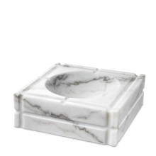 Külqabı Eichholtz 110832 Ashtray Nestor honed white marble 21x21x7 sm,çini,yarımat ağ