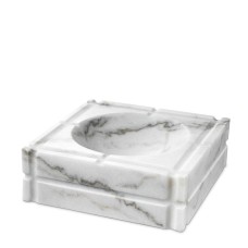 Külqabı Eichholtz 110832 Ashtray Nestor honed white marble 21x21x7 sm,çini,yarımat ağ