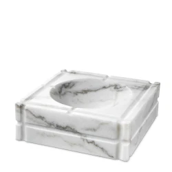 Пепельница Eichholtz 110832 Ashtray Nestor honed white marble 21x21x7 см,фарфор,полуматовый белый