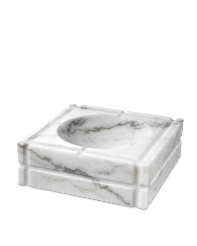 Külqabı Eichholtz 110832 Ashtray Nestor honed white marble 21x21x7 sm,çini,yarımat ağ