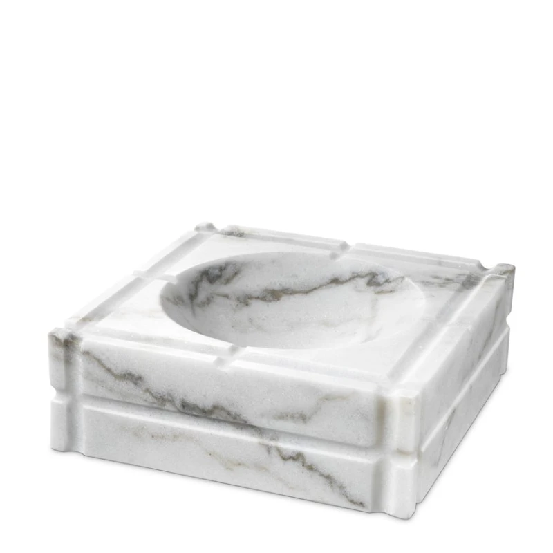 Пепельница Eichholtz 110832 Ashtray Nestor honed white marble 21x21x7 см,фарфор,полуматовый белый