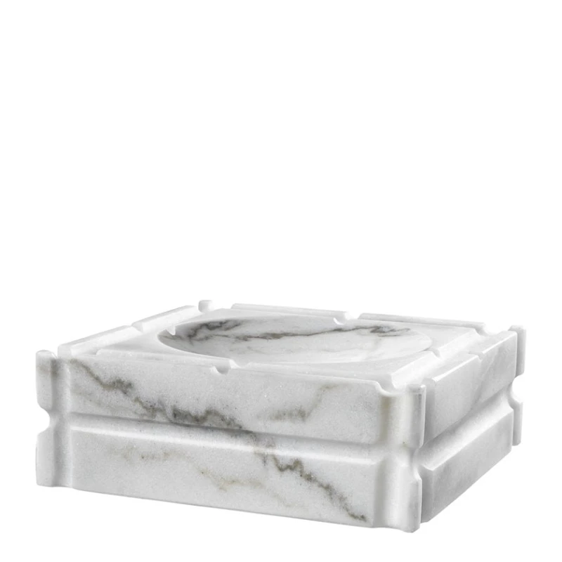 Пепельница Eichholtz 110832 Ashtray Nestor honed white marble 21x21x7 см,фарфор,полуматовый белый