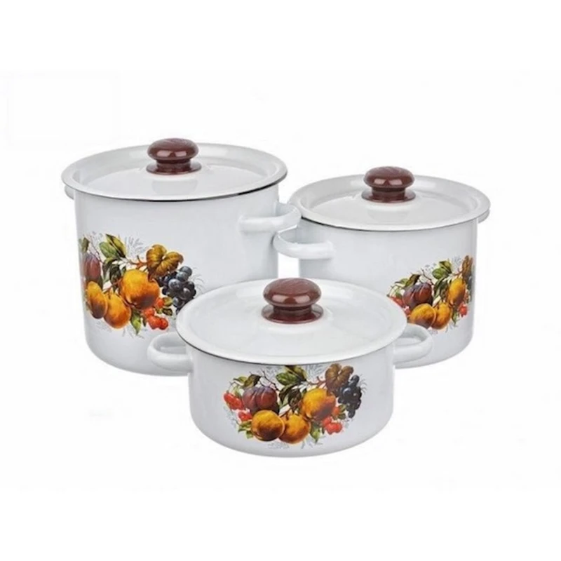 Набор кастрюль СтальЭмаль Йогурт N16B44, 3 шт, 2/3.5/5.5 л, эмалированная сталь, с крышкой, белый Набор кастрюль СтальЭмаль Йогурт N16B44, 3 шт, 2/3.5/5.5 л, эмалированная сталь, с крышкой, белый