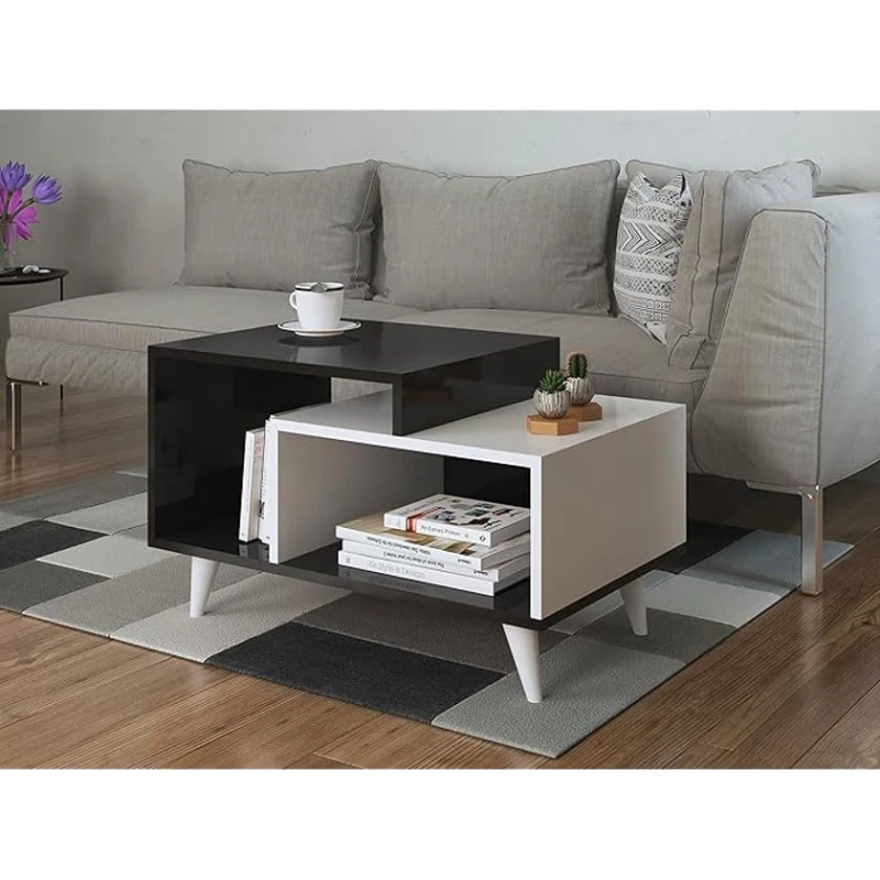 Журнальный стол Ev Plus ev_12116009, ЛДСП, черно-белый, 90x60x45 см