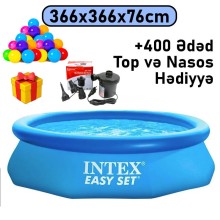 Şişmə hovuz Intex 366x366x76 sm, dairəvi, həcmi 5621 l, mavi, 5621TX28130T400N - 5621TX28130T400N