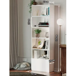 Шкаф книжный Berrie 12115571, ЛДСП, белый, 175x60x23 см Шкаф книжный Berrie 12115571, ЛДСП, белый, 175x60x23 см