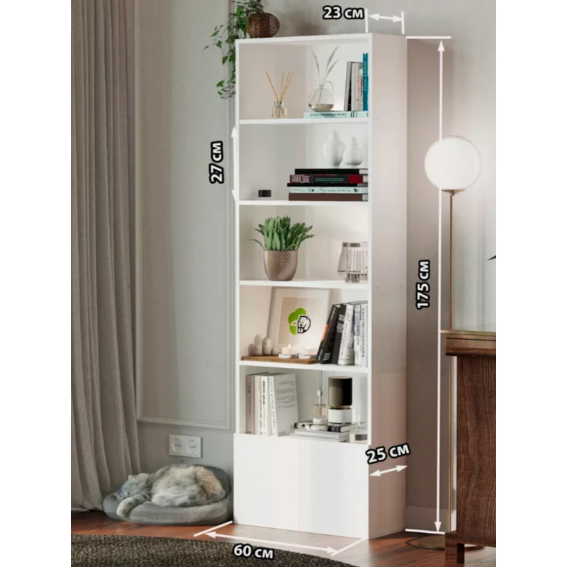 Шкаф книжный Berrie 12115571, ЛДСП, белый, 175x60x23 см