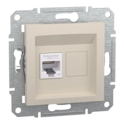 Розетка для интернета и телефона Schneider Electric Asfora EPH4770123, бежевая, 7.1х7.1 cм