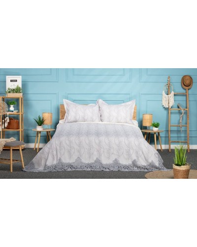Yataq dəsti Pima Cotton 0000929, örtük 260х260 sm, yastıq üzlər 50х70 sm, iki nəfərlik, velür, boz