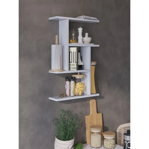 Полка настенная Art Mebel 46, ламинат, 45х67х13 см, белая