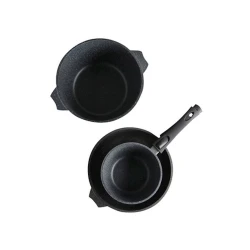 Набор посуды Мечта Гранит 1701, 3 шт, ковш 1.7 л, кастрюля 5 л, сковорода 26 см, алюминий, черный