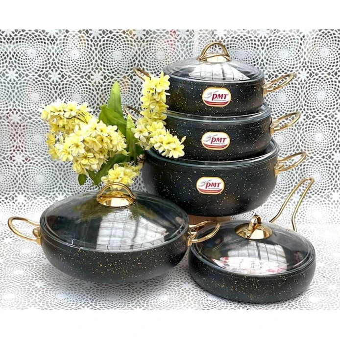 Набор кастрюль и сковородок PMT PP-MM-007, гранит, черный, 10 предметов Набор кастрюль и сковородок PMT PP-MM-007, гранит, черный, 10 предметов