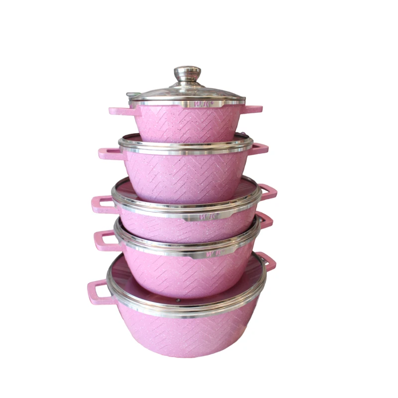 Набор кастрюль Unique гранит/стекло, розовый, 5 шт, 20/24/28/28/32 см Набор кастрюль Unique гранит/стекло, розовый, 5 шт, 20/24/28/28/32 см
