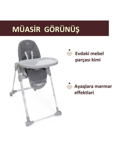 Uşaq yedizdirmə oturacağı Chicco Polly Armonia Carrara, boz