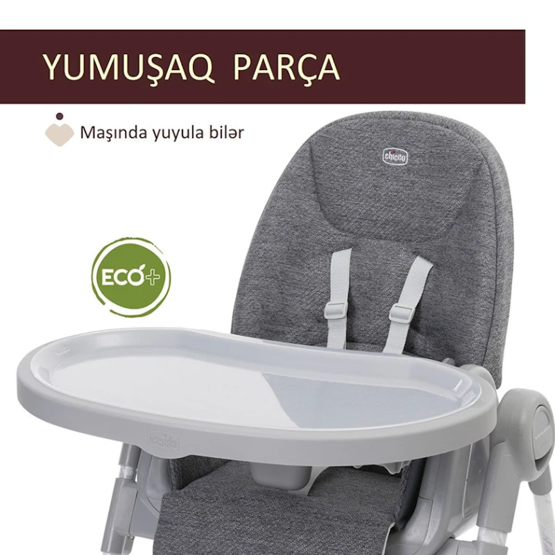 Стульчик для кормления Chicco Polly Armonia Carrara, серый