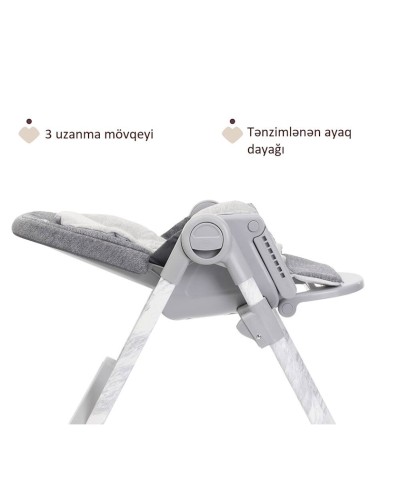 Uşaq yedizdirmə oturacağı Chicco Polly Armonia Carrara, boz
