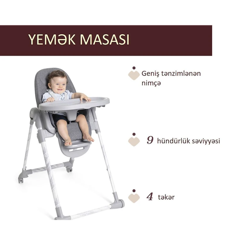 Стульчик для кормления Chicco Polly Armonia Carrara, серый