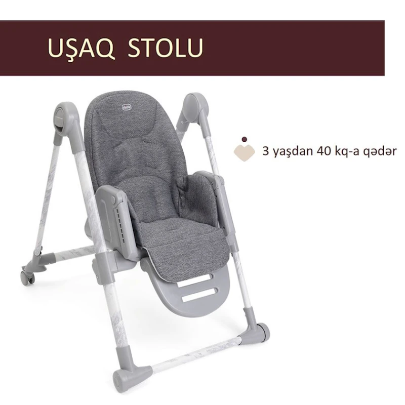 Стульчик для кормления Chicco Polly Armonia Carrara, серый