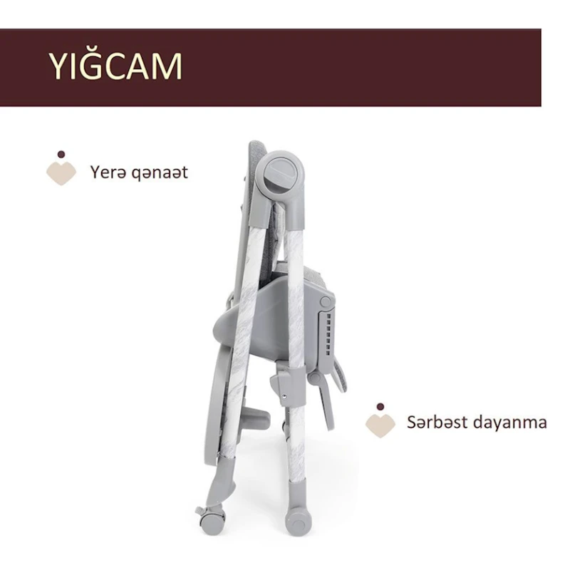 Стульчик для кормления Chicco Polly Armonia Carrara, серый