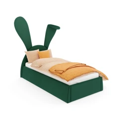 Односпальная кровать Art_tek_yataq 32, ламинат/текстиль, зеленая, 200x85x90 см