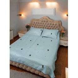 Набор покрывало и наволочки MiraNova 172, двуспальный, покрывало 220x240 см, наволочки 50x70 см 2 шт, голубой