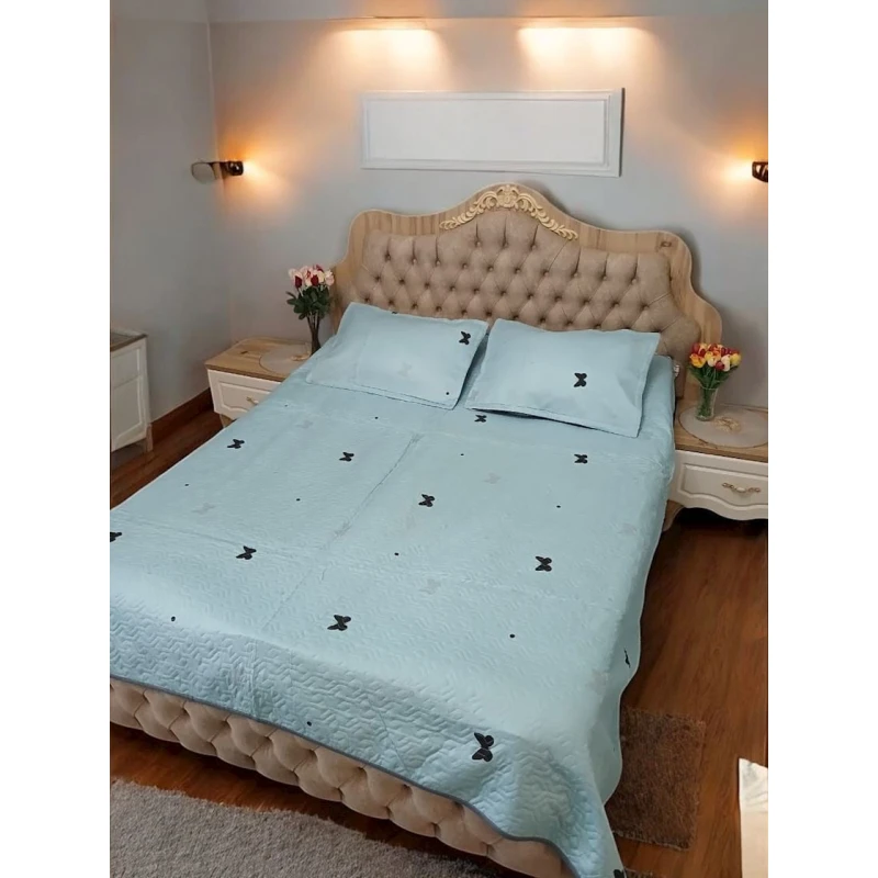 Набор покрывало и наволочки MiraNova 172, двуспальный, покрывало 220x240 см, наволочки 50x70 см 2 шт, голубой