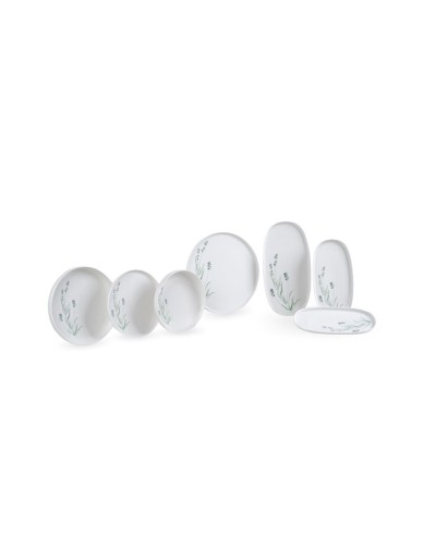 Süfrə qab-qacaq dəsti Leggno Botanical Levander, 55 parça, 12 nəfərlik, ağ