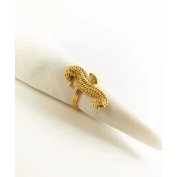 Кольцо для салфеток Hom-me Морской конек, цинк, радиус 6 см, золотистое