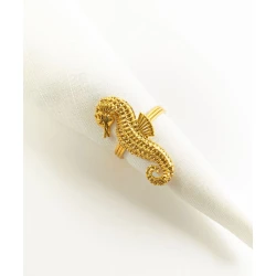 Кольцо для салфеток Hom-me Морской конек, цинк, радиус 6 см, золотистое