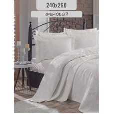 Örtük və yastıq üzü dəsti Gardines, örtük 260x240 sm, yastıq üzü 50x70 sm 2 ədəd, ikinəfərlik, poliester/pambıq, krem - RB_210967_004