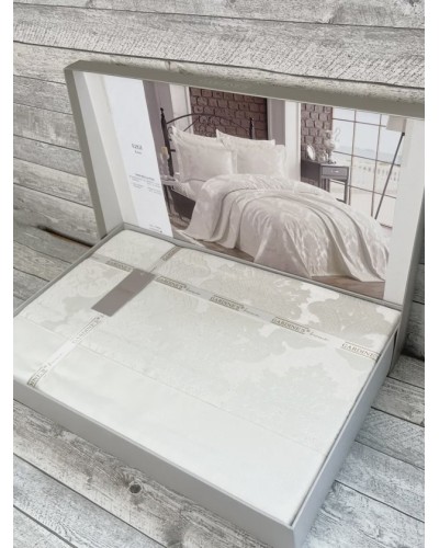 Örtük və yastıq üzü dəsti Gardines, örtük 260x240 sm, yastıq üzü 50x70 sm 2 ədəd, ikinəfərlik, poliester/pambıq, krem - RB_210967_004